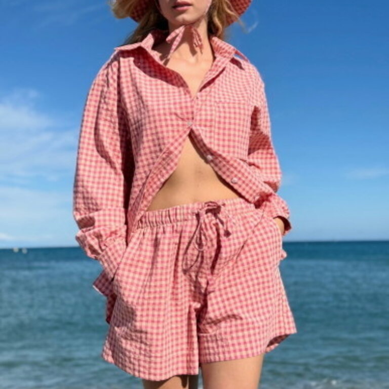 Rose Carmine Vichy Short Blush