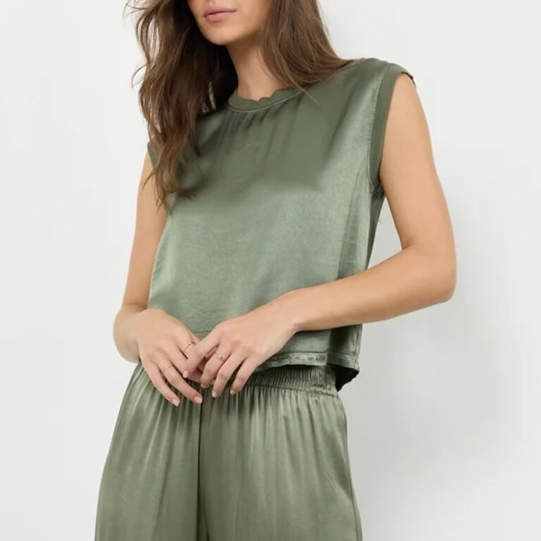 LA Made Eve Muscle Satin Tank Willow