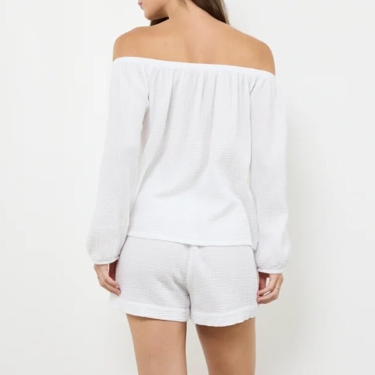 LA Made Monet Off Shoulder Gauze Top White
