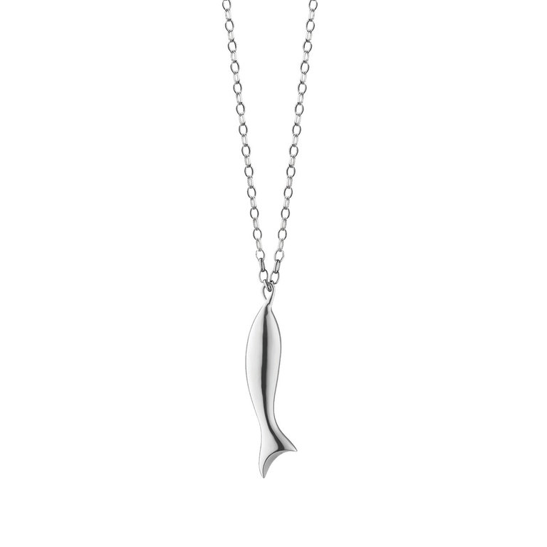 MONICA RICH KOSANN MONICA RICH KOSANN Sterling Silver Fish Charm Charm Necklace on 32" Small Belcher Chain