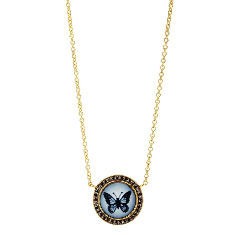 SYNA SYNA Butterfly Cameo with Black Diamonds