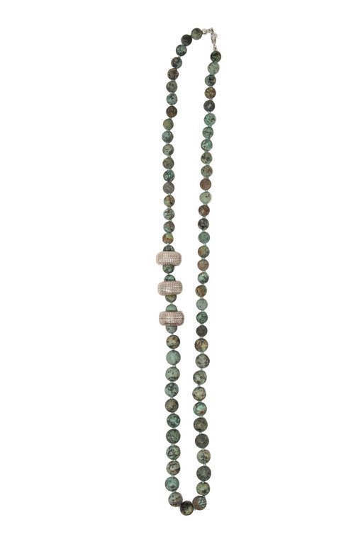 SIMON SEBBAG DESIGNS SIMON SEBBAG DESIGNS Long Matte African Turquoise Bead  & Sterling Silver Necklace