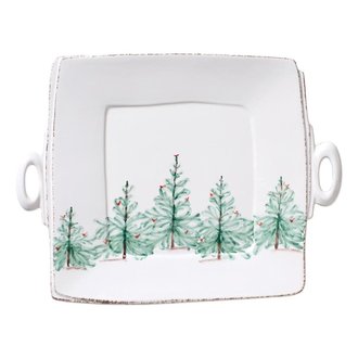 VIETRI Lastra Holiday Handled Square Platter