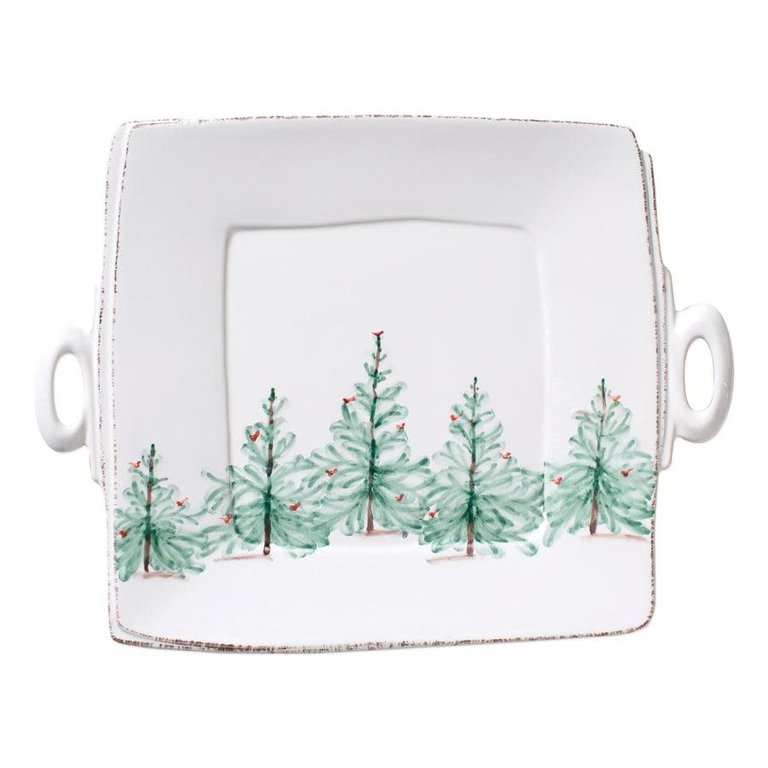 VIETRI VIETRI Lastra Holiday Handled Square Platter
