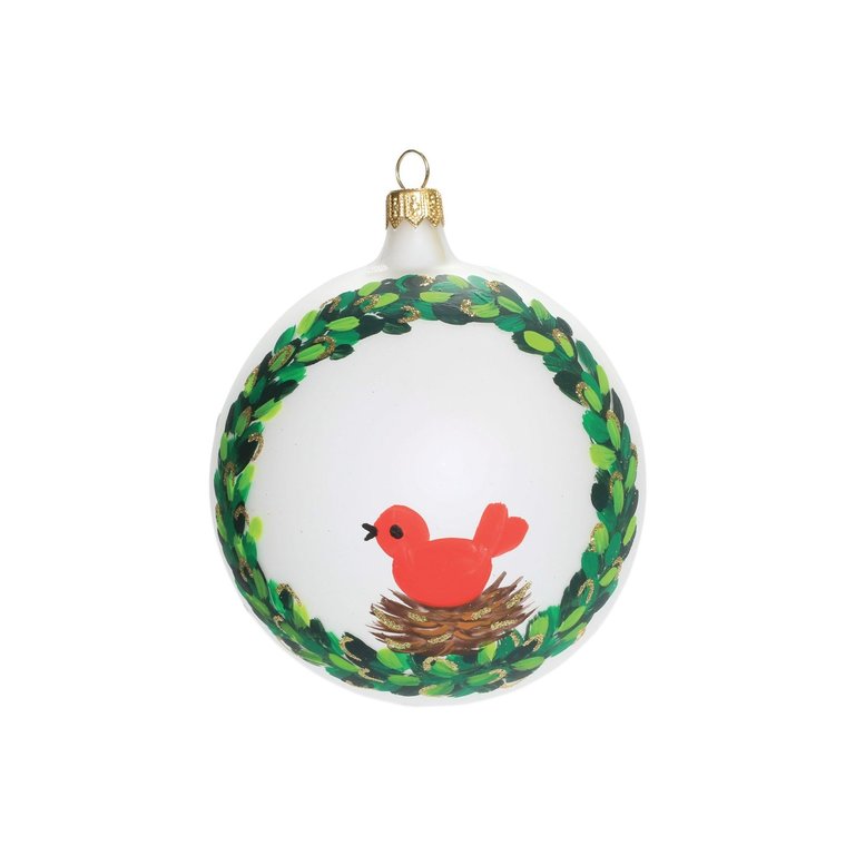 VIETRI VIETRI Ornaments Wreath with Red Bird Ornament