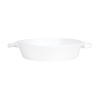 VIETRI Lastra White Handled Round Baker