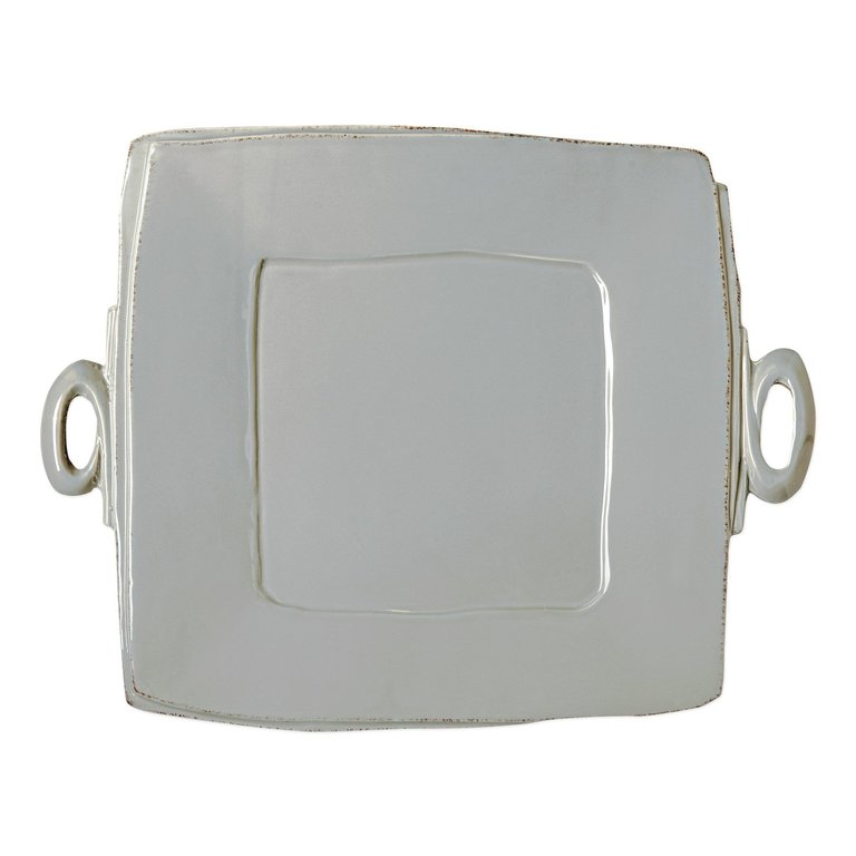 VIETRI VIETRI Lastra Grey Handled Square Platter