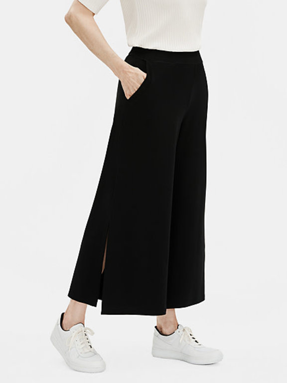 Eileen Fisher Women's Side Zip Pants Size 10 Petite Black Flat