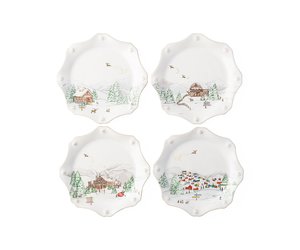 JULISKA Berry and Thread North Pole Scalloped Dessert/ Salad Set/4