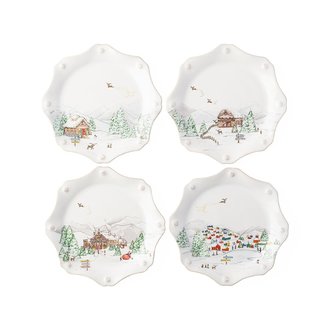 JULISKA Berry and Thread North Pole Scalloped Dessert/ Salad Plates, Set of 4