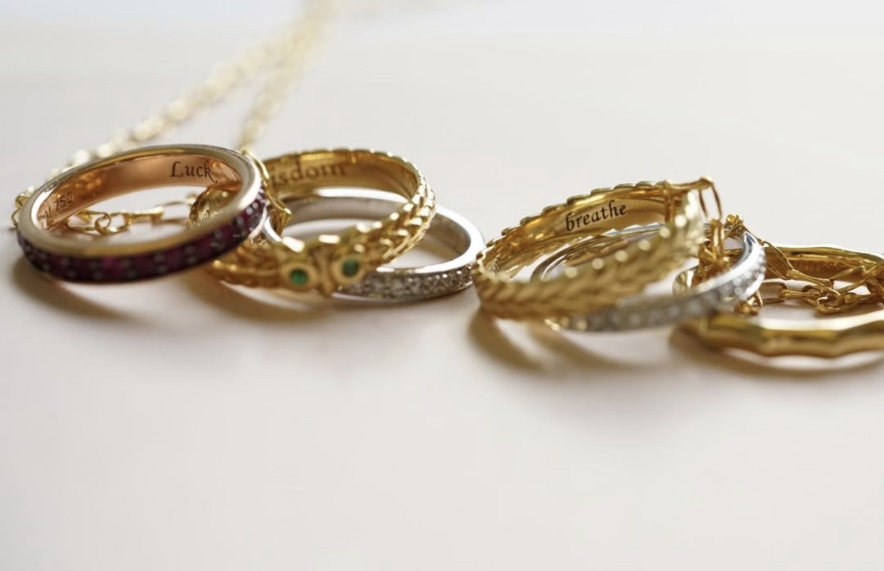 MONICA RICH KOSANN 18k Gold Poesy Ring Happiness PR HAPPINESS YG