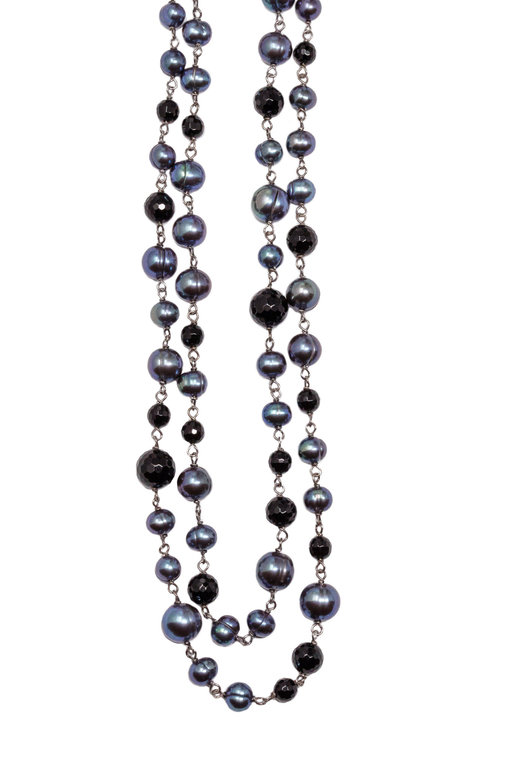 HONORA HONORA Black Ringed Freshwater Pearl Necklace