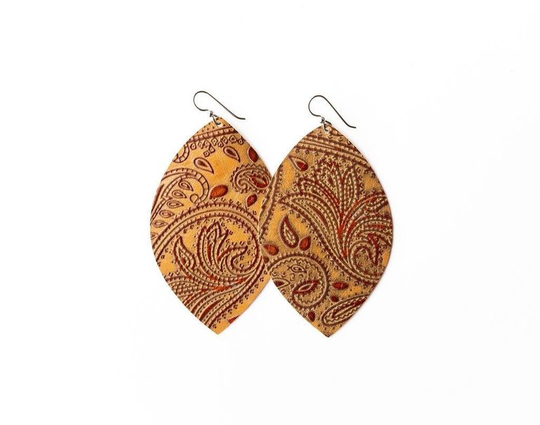 KEVA KEVA Carved Brown Leather Earrings