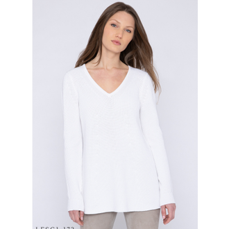 KINROSS CASHMERE Cotton Easy Rib Vee Sweater