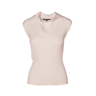 ELLIOTT LAUREN Fine Gauge Polo Cap Sleeve Sweater