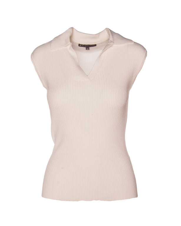 ELLIOTT LAUREN ELLIOTT LAUREN Fine Gauge Polo Cap Sleeve Sweater