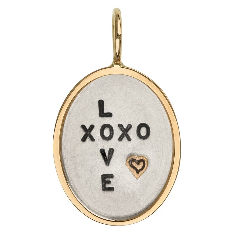 HEATHER B. MOORE HEATHER B MOORE Oval Sterling Silver, 14k Gold Love XOXO Charm