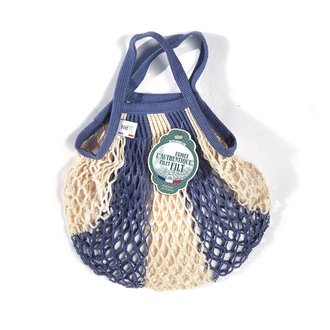 KISS THAT FROG Filt Blue/White Medium Cotton Shopper