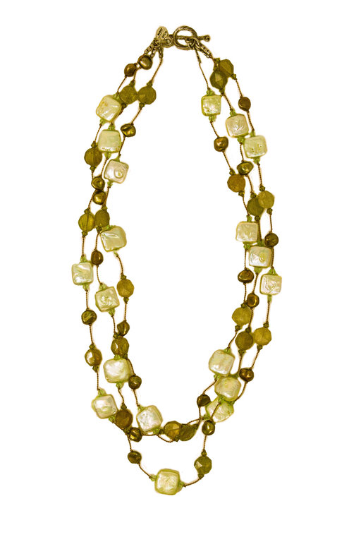 MARGO MORRISON MARGO MORRISON Green Garnet, Freshwater Pearl Necklace
