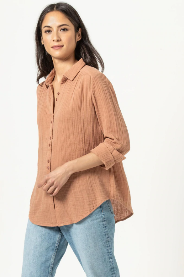 LILLA P Double Gauze Long Sleeve Shirt, PA1457CAR - Touch of Class
