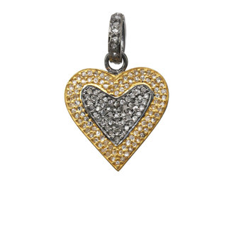 MARGO MORRISON Two Tone 18k, Sterling Silver, Diamond Heart Charm
