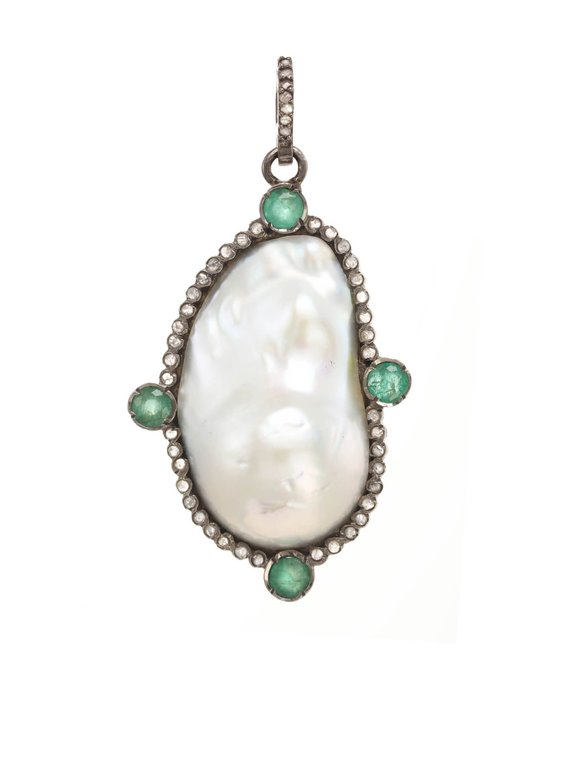 MARGO MORRISON MARGO MORRISON One of a Kind Sterling Silver, Emerald, Pearl, Diamond Charm