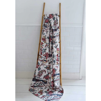 White Peacock Kantha Throw