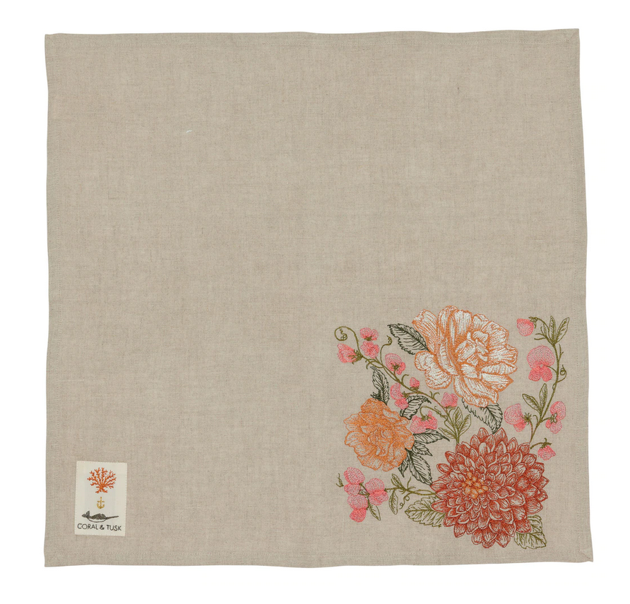 CORAL & TUSK Coral Bouquet Dinner Napkin, DN20200742 - Touch of Class