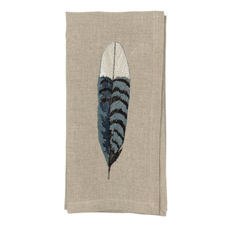 CORAL & TUSK Blue Jay Feather Dinner Napkin