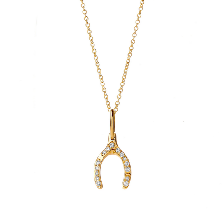 SYNA SYNA 18k Gold and Diamond Wishbone Pendant