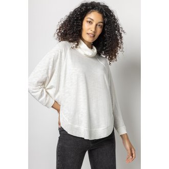 LILLA P Flame Modal Rib Trim Dolman Turtleneck