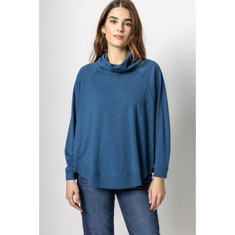 LILLA P Flame Modal Rib Trim Dolman Turtleneck
