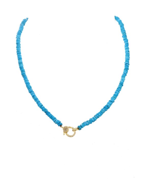 MARGO MORRISON MARGO MORRISON Blue Turquoise Smooth Heishi Bead Necklace
