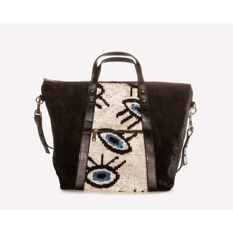 WOLF & WILLA Eggshell Eye Suede Ikat Annie Bag