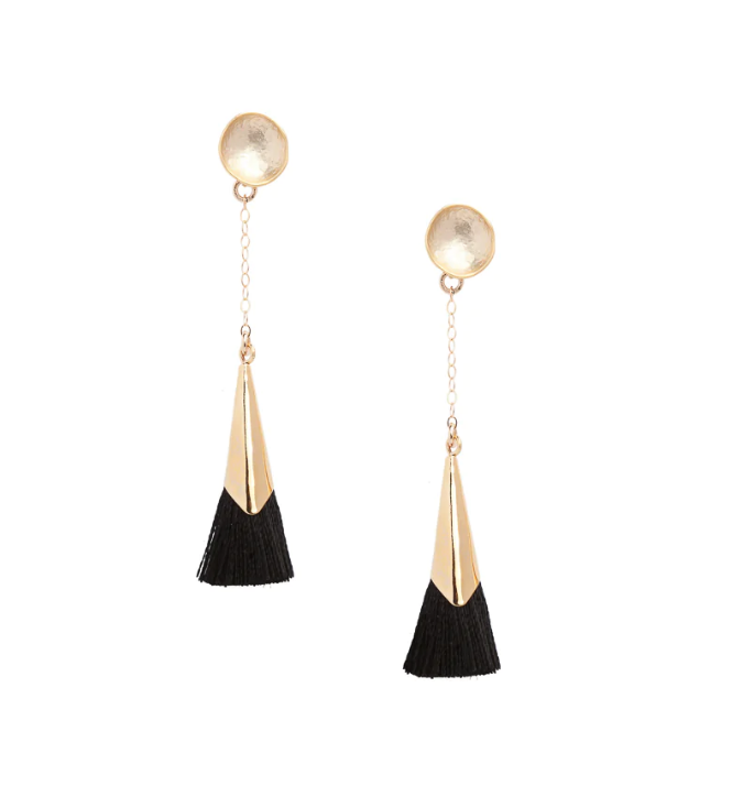 Black dangle earrings | black statement earrings | gold black dangles –  Exquistry