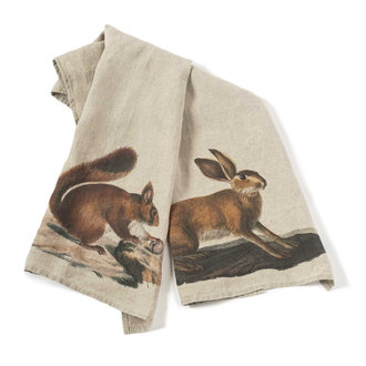 THE FRENCH FARM Linoroom Squirrel & Hare Tea Towel, Set of 2