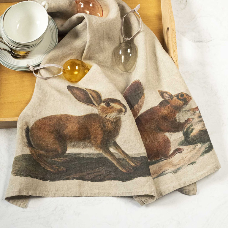 THE FRENCH FARM THE FRENCH FARM Linoroom Squirrel & Hare Tea Towel, Set of 2