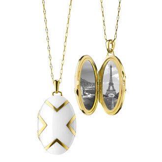 MONICA RICH KOSANN 18k Gold Ceramic X Locket Necklace