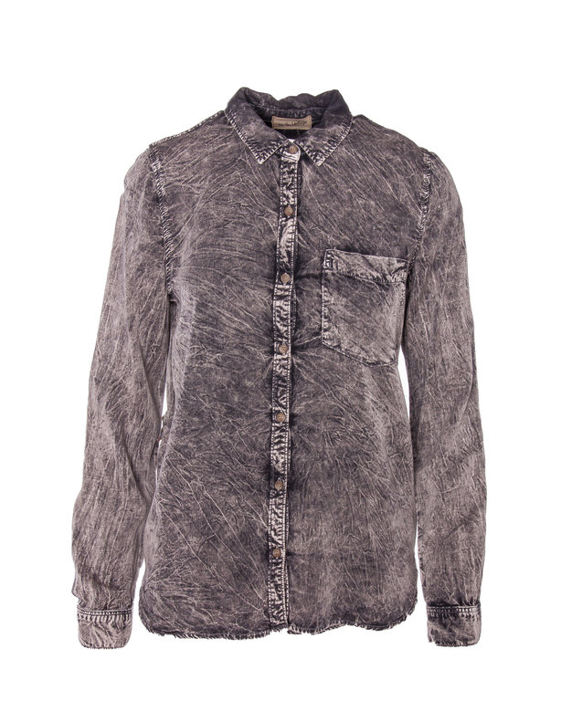 THE NU VINTAGE THE NU VINTAGE, Acid Wash Peace and Love Blouse, Gray
