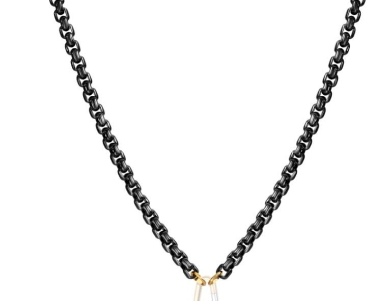 HEATHER B. MOORE HEATHER B MOORE 4mm Stainless Steel Black Hinge Chain w/ Clasp 18"