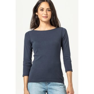 LILLA P 1x1 Rib 3/4 Sleeve Boatneck Tee