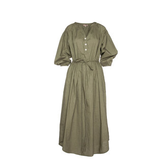 LILLA P Woven Slub Split Neck Belted Maxi Dress