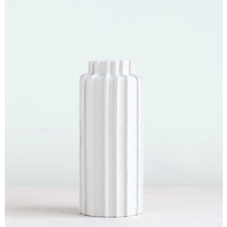 THE FLORAL SOCIETY Short Ceramic Cylinder Vase in Matte White