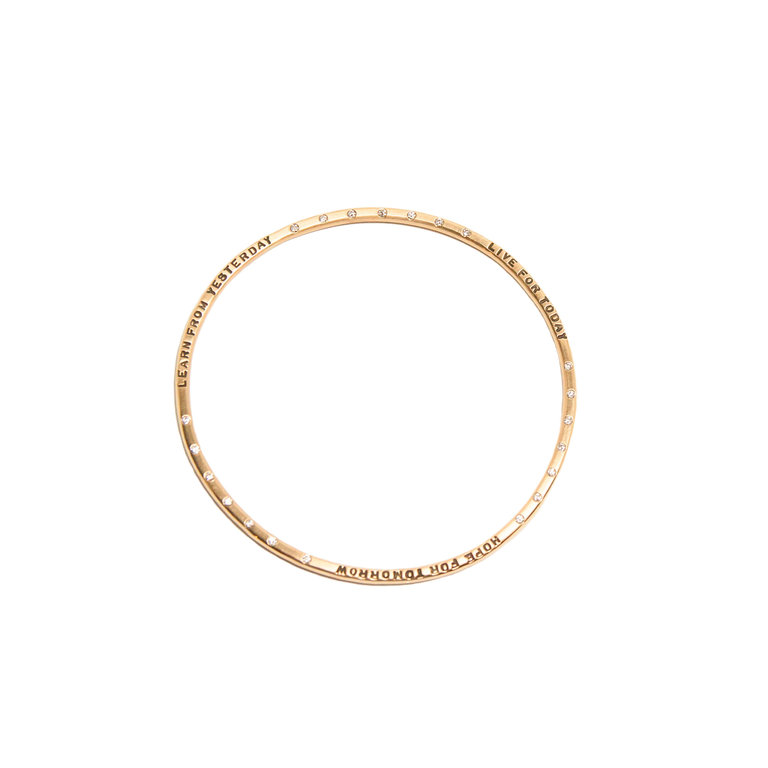 HEATHER B. MOORE HEATHER B MOORE Yellow Gold 3mm Flat Bangle Bracelet, 21 1.5mm White Diamonds