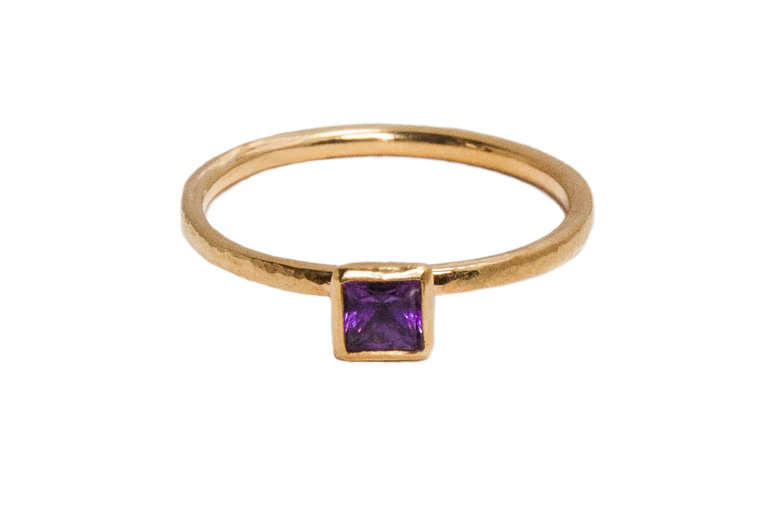 GURHAN GURHAN Square Faceted Amethyst Stacking Skittle Ring