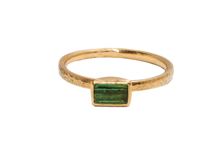 GURHAN GURHAN Faceted  Rectangular Green Tourmaline Skittle Ring