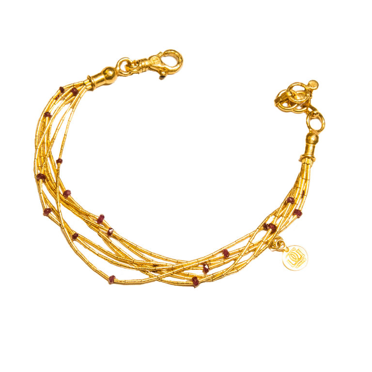 GURHAN GURHAN 24K Gold, Ruby Multi Strand Bracelet