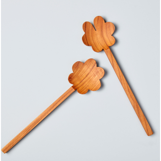 BE HOME Teak Flower Serving Set