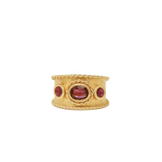 18k Yellow Gold Ring with Pink Rubies