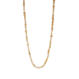 MICHAEL BONDANZA Round Rutilated Quartz Beaded Necklace with 18K Yellow Gold Rondells